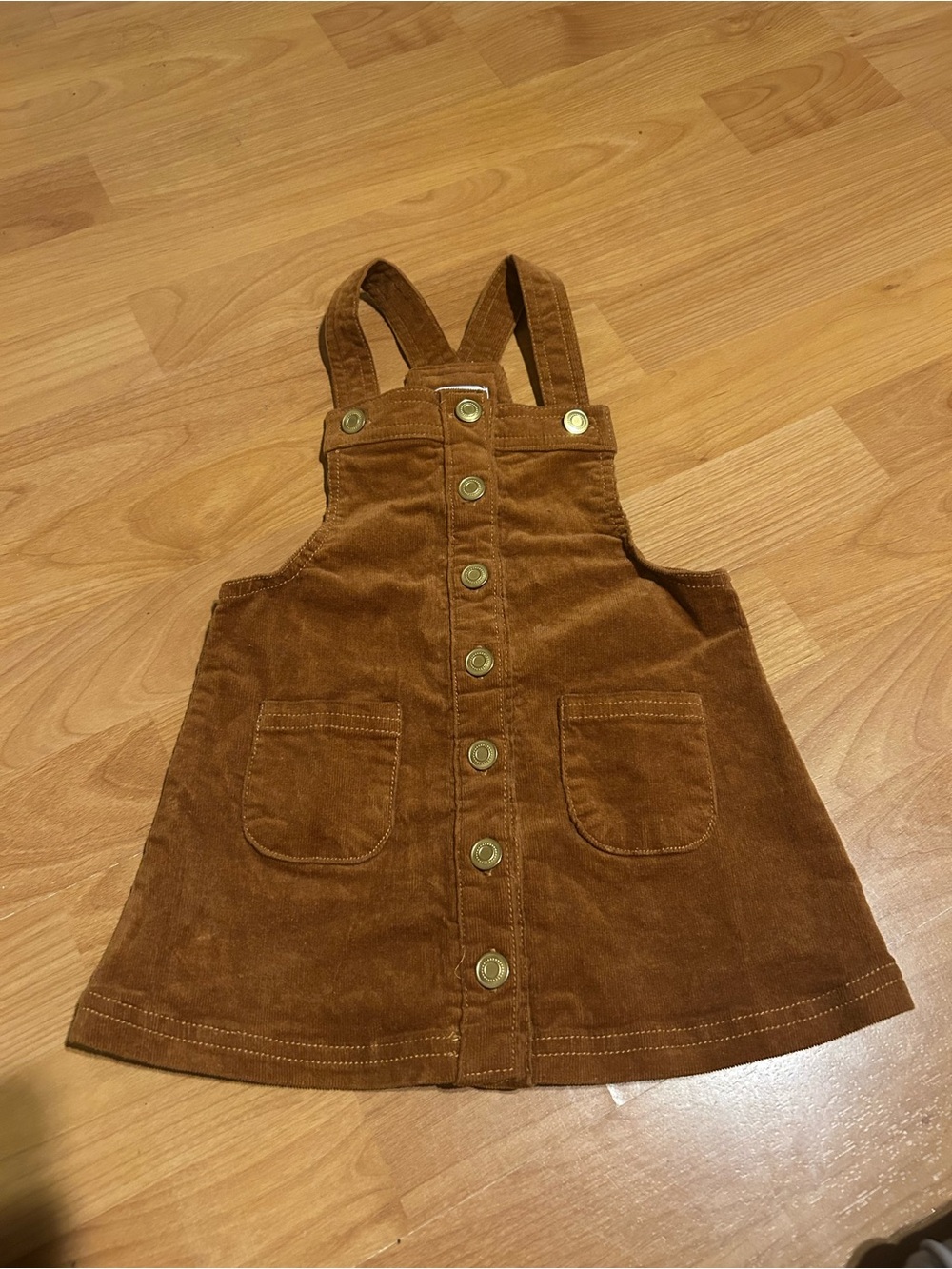 Tahari Brown LIKE NEW Corduroy Button Overall Infant Dress Size 18-24 months